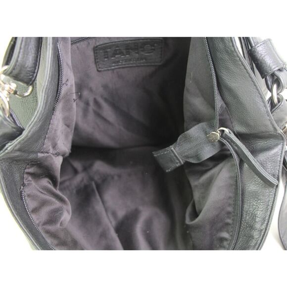 LARGE Tano BLACK GENUINE LEATHER HOBO SHOULDER BAG X-BODY HANDBAG PURSE - Picture 15 of 16